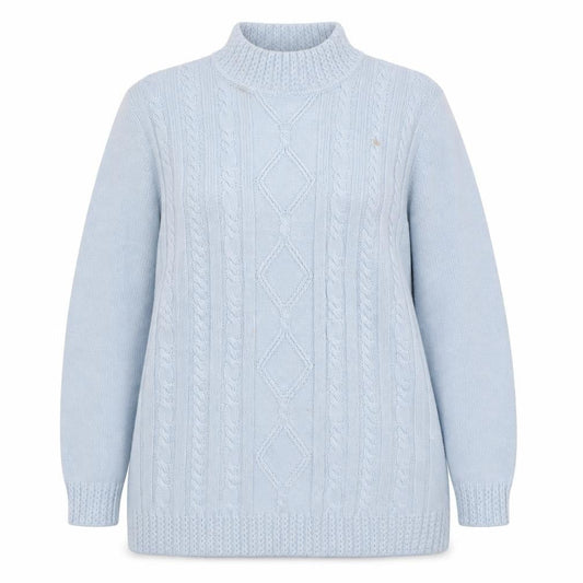 Daxon Women's Blue Cable-Knit Pullover Jumper Size 18