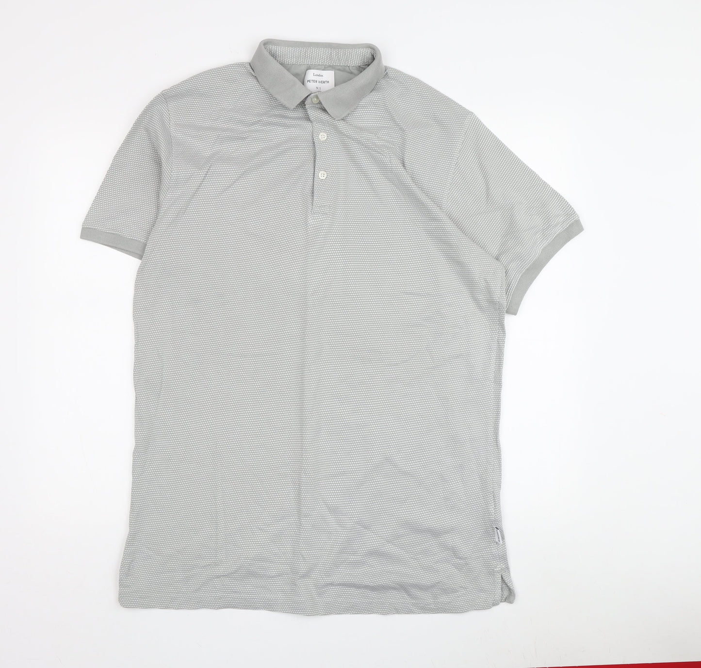 Peter Werth Men's Grey XL Geometric Polo Shirt