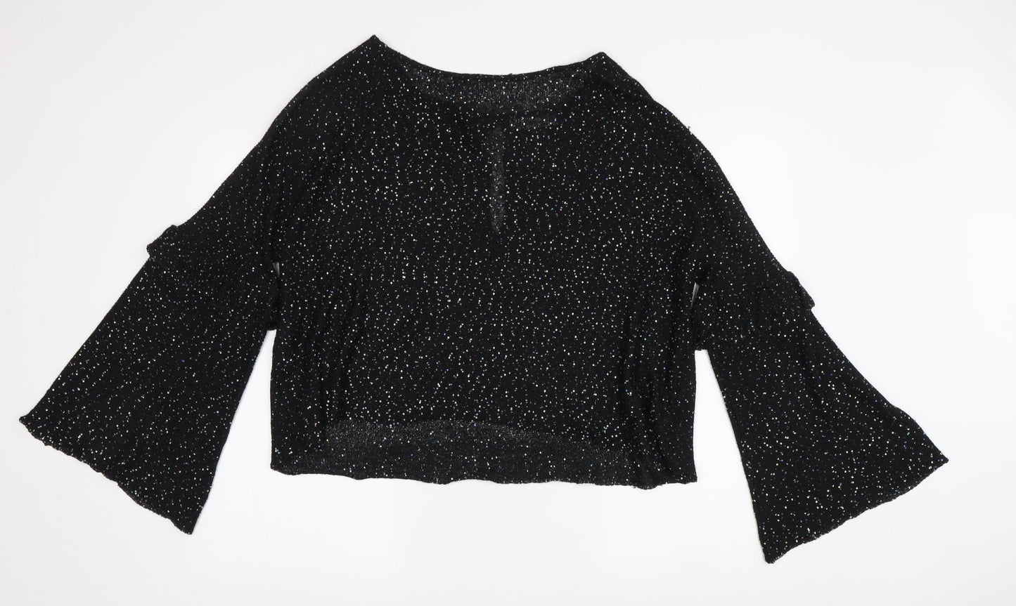 Womens UK Size M Zara Black Cropped Blouse