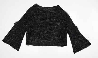 Womens UK Size M Zara Black Cropped Blouse