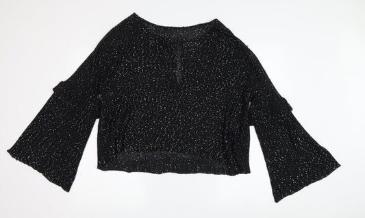Womens UK Size M Zara Black Cropped Blouse