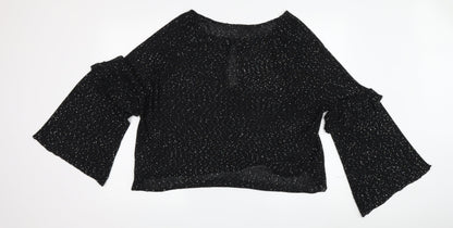 Womens UK Size M Zara Black Cropped Blouse