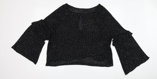 Womens UK Size M Zara Black Cropped Blouse