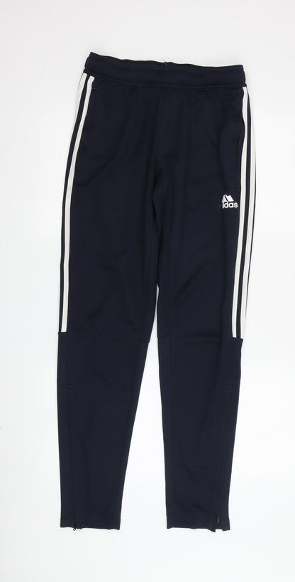 Adidas Boys Black Track Pants, Size S, Sportswear Essentials