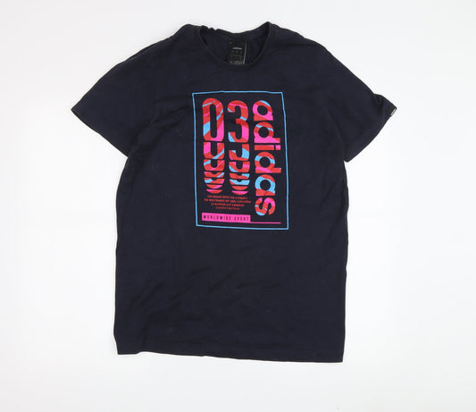 Adidas Men's Black Graphic T-Shirt, Size S, Casual Sportswear