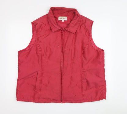 EWM Women's Red XL Waistcoat - Collared Full Zip