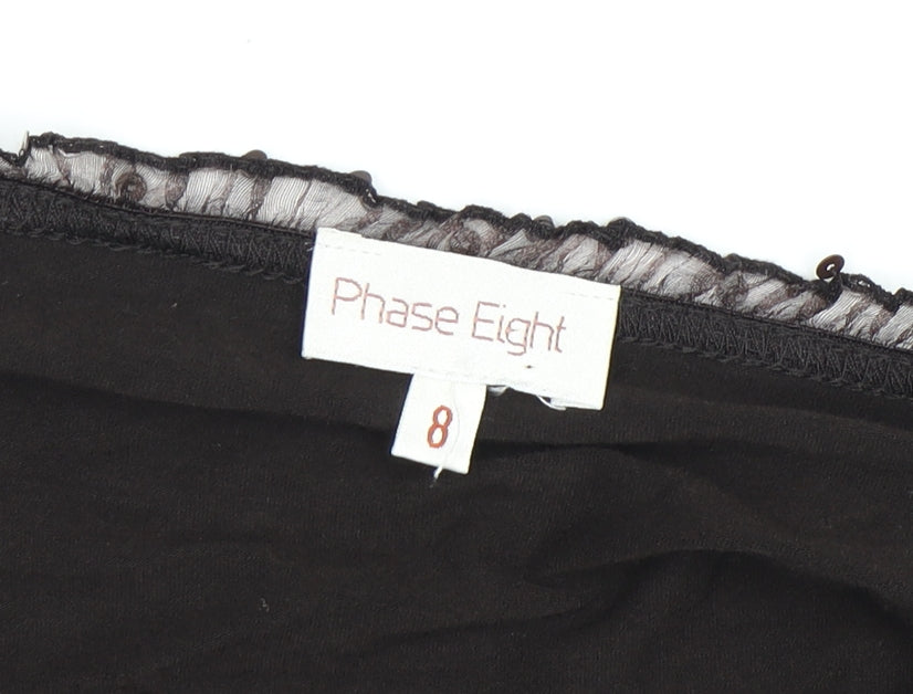 Womens UK Size 8 Phase Eight Black Wrap T-Shirt