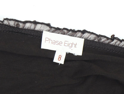 Womens UK Size 8 Phase Eight Black Wrap T-Shirt