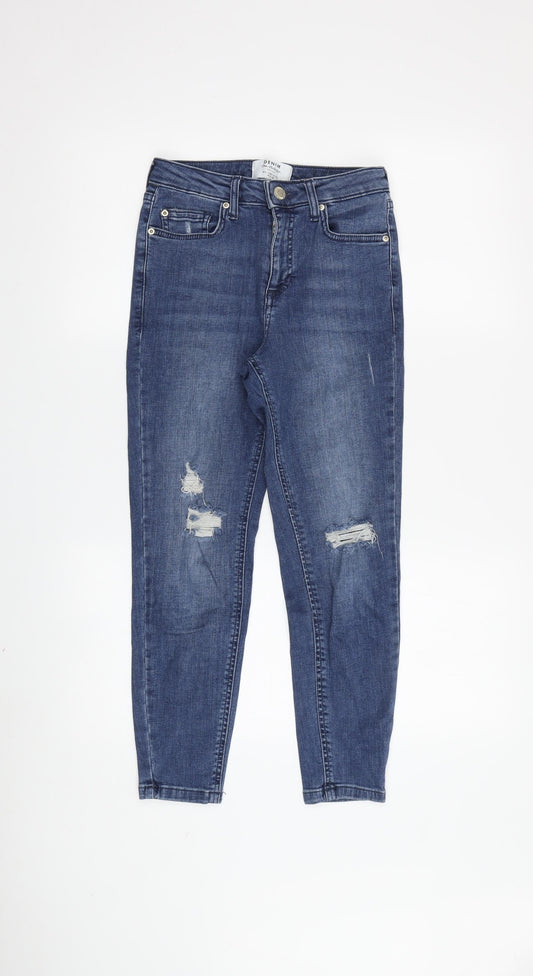 Miss Selfridge Women's Blue Distressed Skinny Jeans Size 6