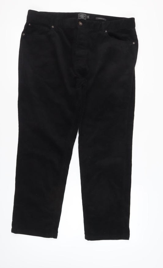 Next Black Straight Fit Corduroy Trousers 38R Men