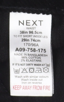 Next Black Straight Fit Corduroy Trousers 38R Men