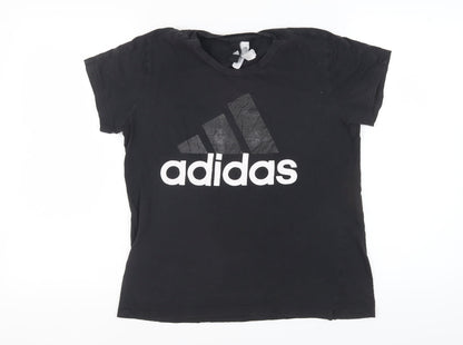 Adidas Women's Black XL T-Shirt, Short Sleeve, Cotton