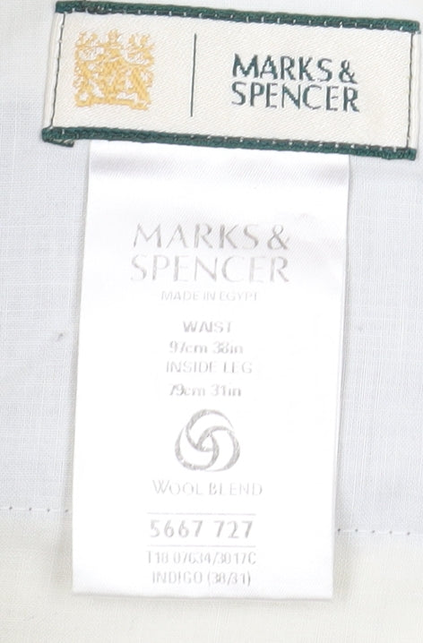 Marks and Spencer Men's Blue Dress Pants, Size M, 36W