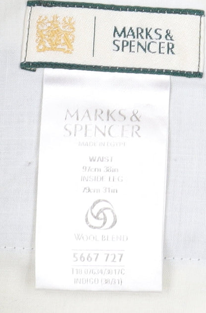 Marks and Spencer Men's Blue Dress Pants, Size M, 36W