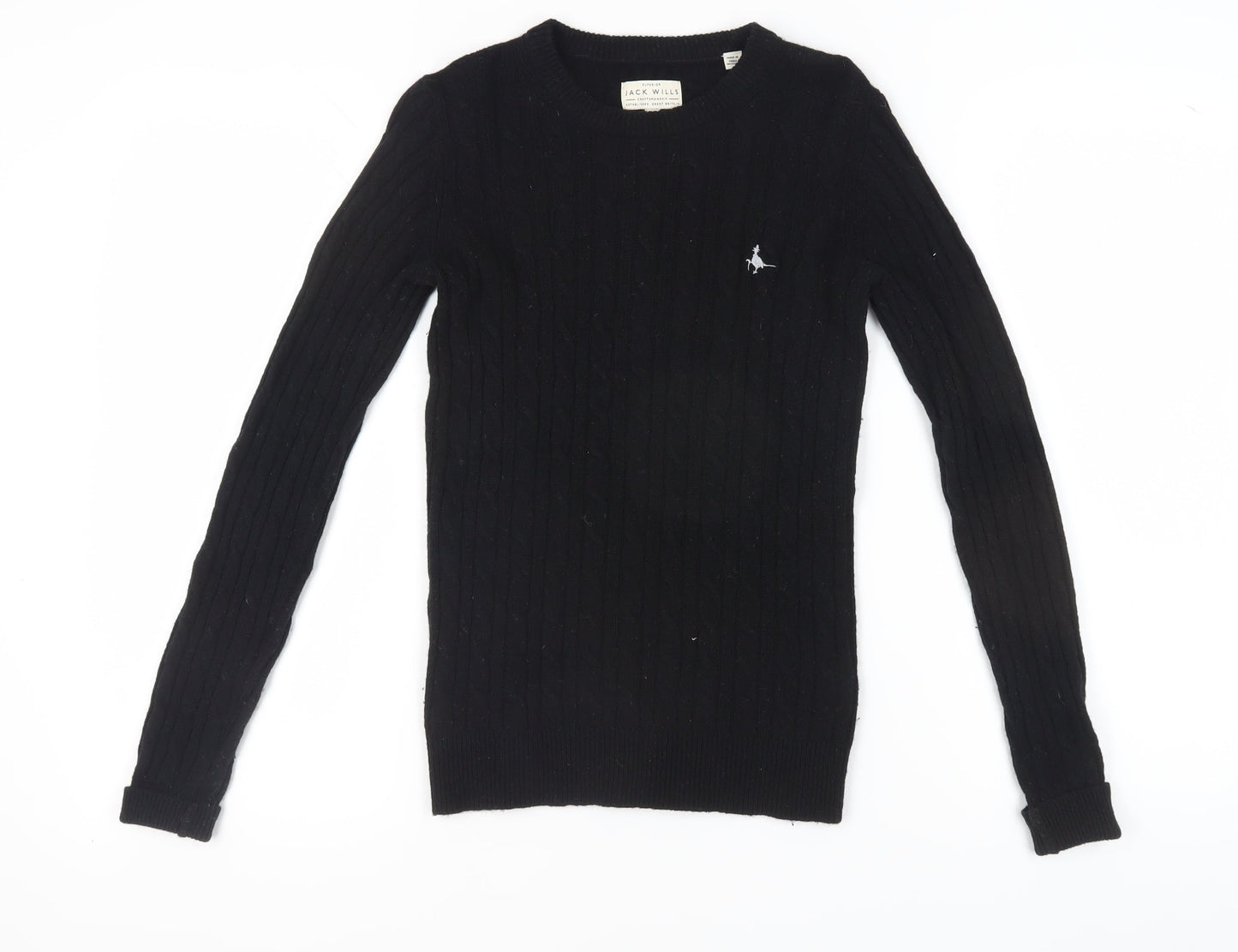Jack Wills Women’s Black Cable-Knit Pullover Jumper Size 6