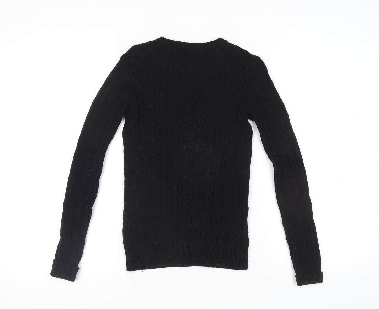 Jack Wills Women’s Black Cable-Knit Pullover Jumper Size 6