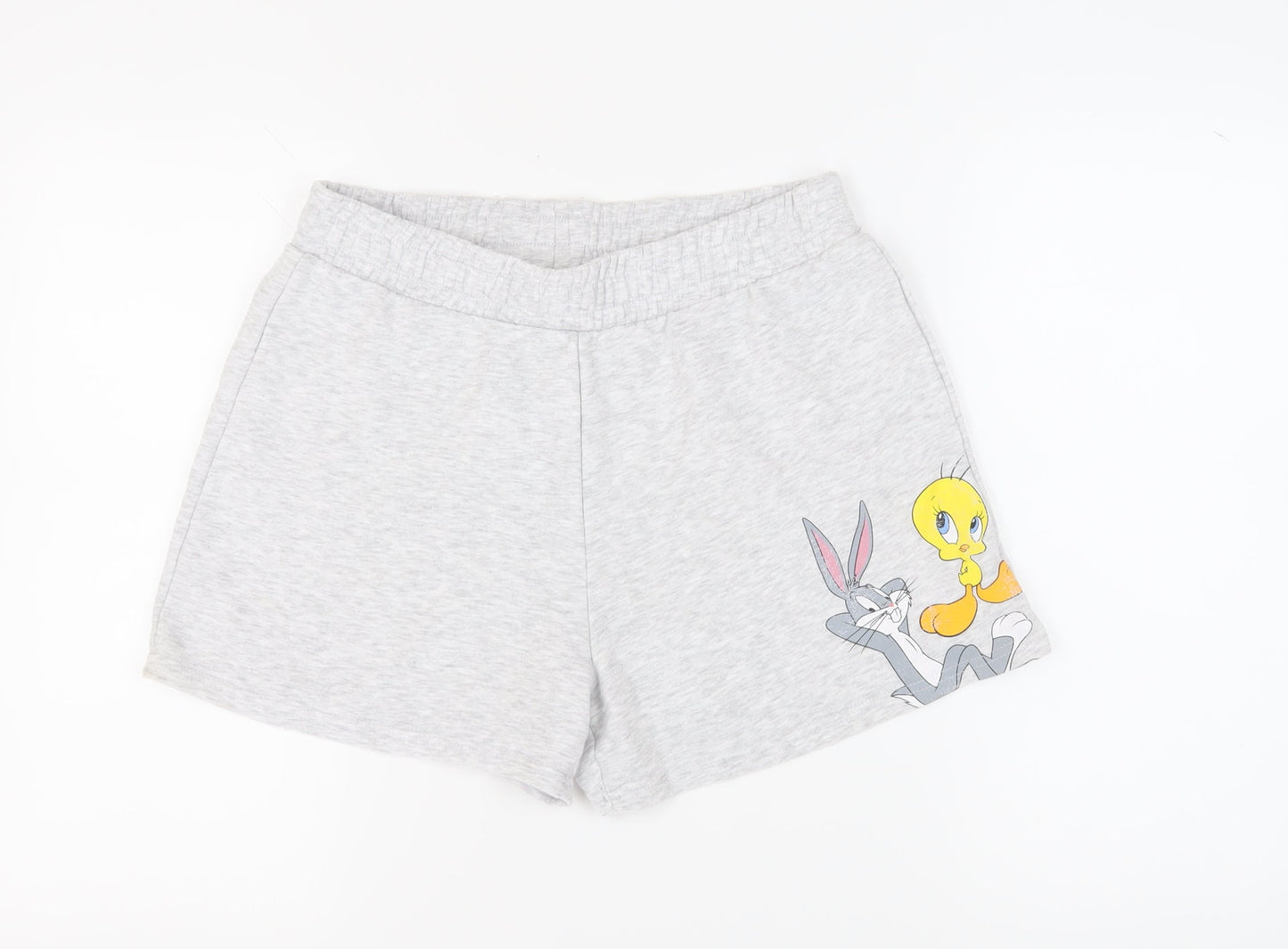 Primark Women's Grey Cartoon Sweat Shorts Size 12 Fun Casual