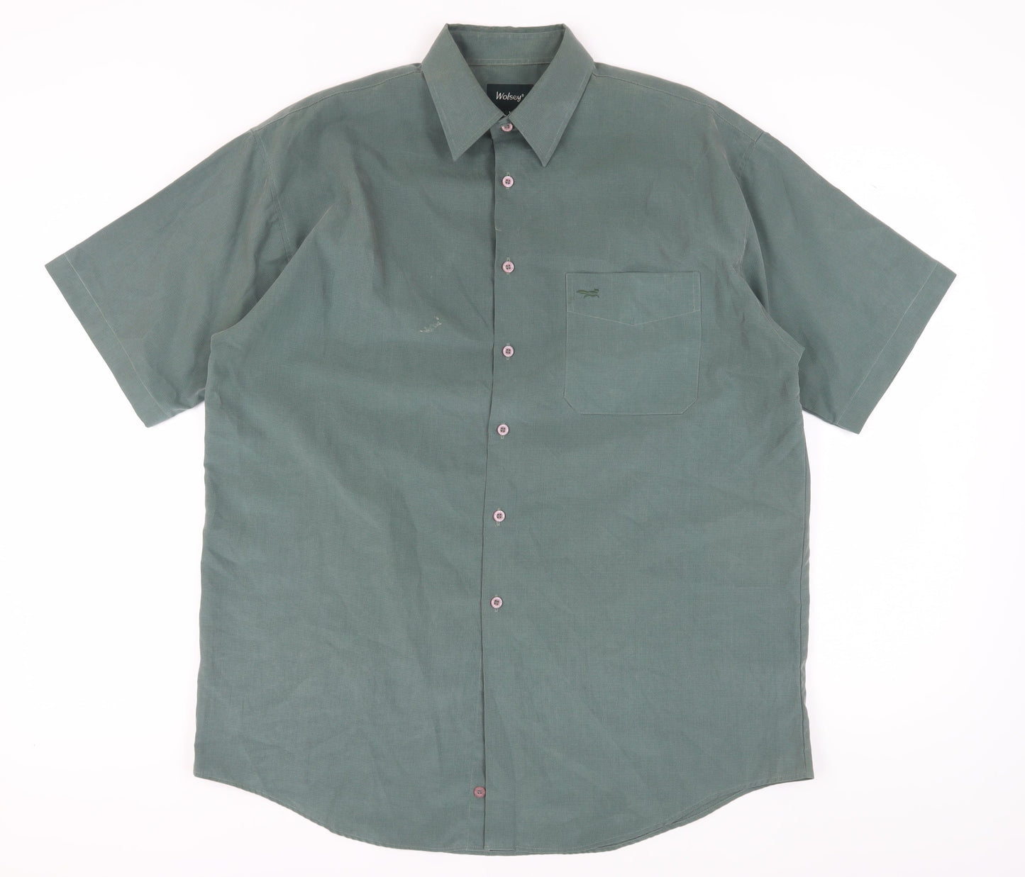 Wolsey Men's Green Short Sleeve Button-Up Shirt