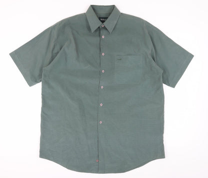 Wolsey Men's Green Short Sleeve Button-Up Shirt