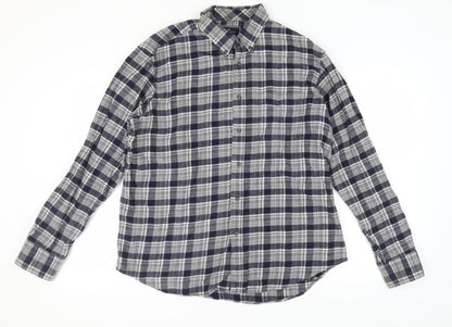 Marks and Spencer Men's Grey Check Flannel Shirt XL