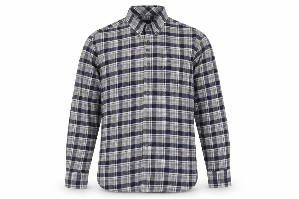 Marks and Spencer Men's Grey Check Flannel Shirt XL