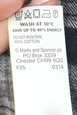 Marks and Spencer Men's Grey Check Flannel Shirt XL