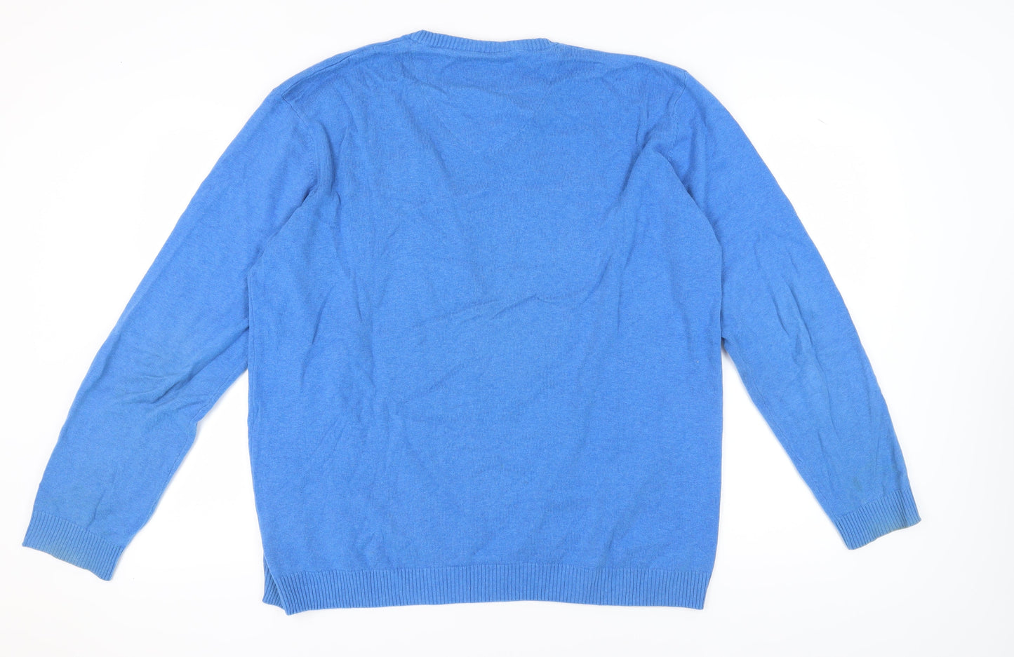 Sandstone XL Men's Blue Cotton Pullover Jumper - V-Neck