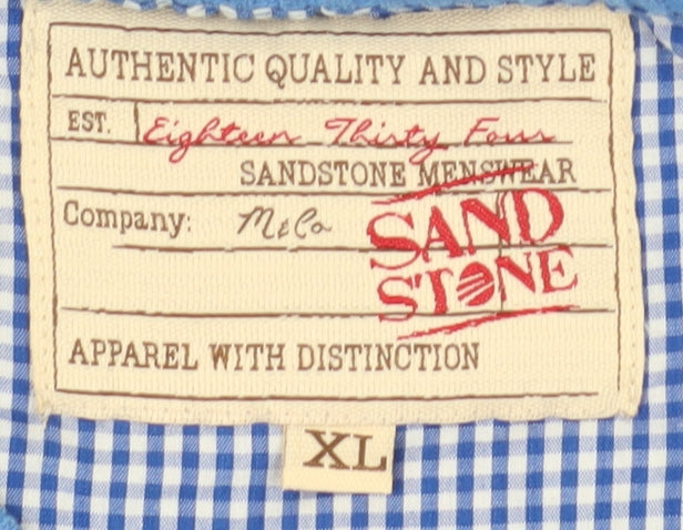 Sandstone XL Men's Blue Cotton Pullover Jumper - V-Neck