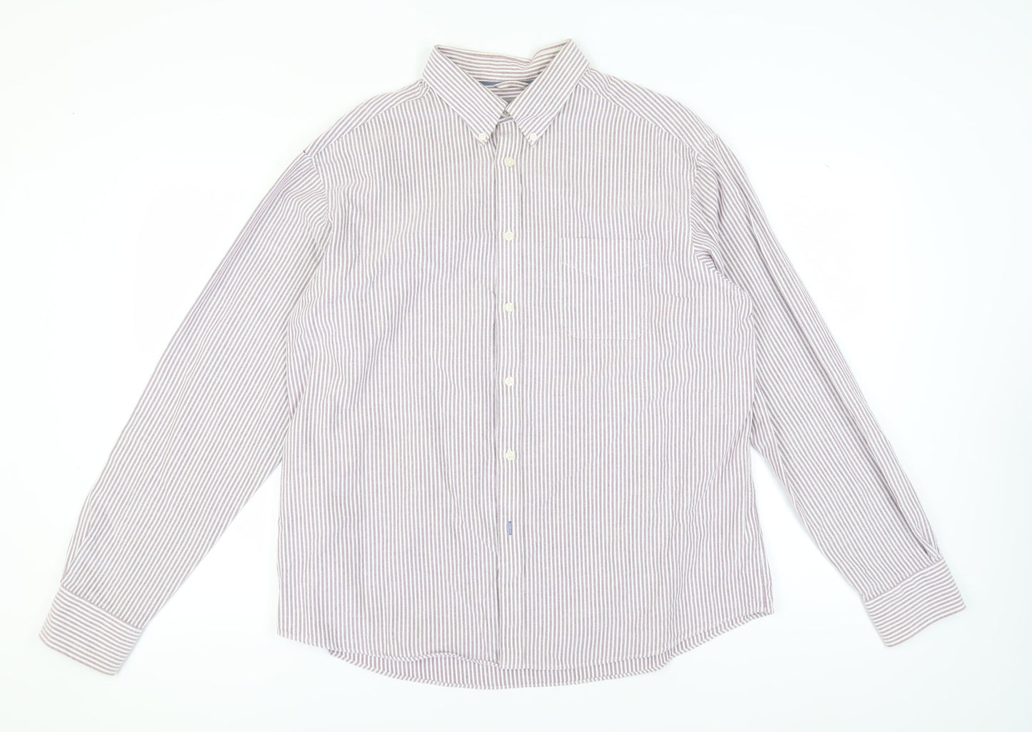 Marks and Spencer Men's XL Purple Striped Shirt