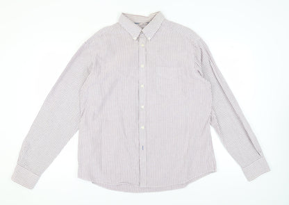 Marks and Spencer Men's XL Purple Striped Shirt