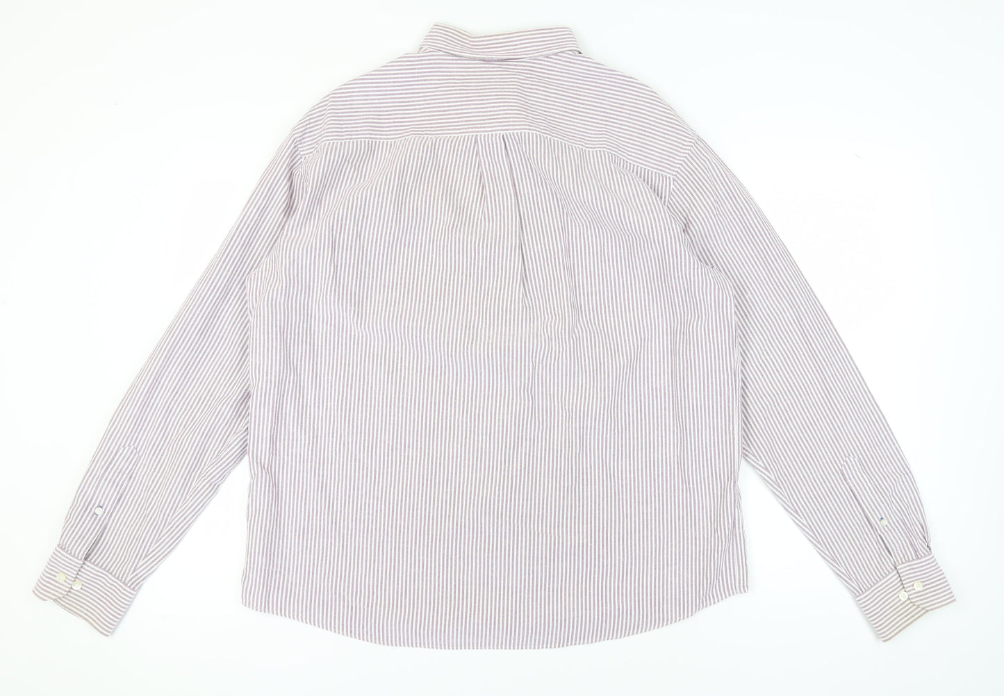 Marks and Spencer Men's XL Purple Striped Shirt