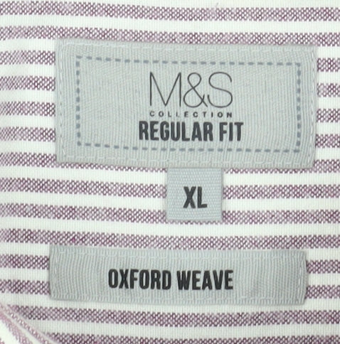 Marks and Spencer Men's XL Purple Striped Shirt