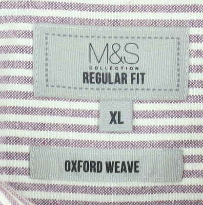 Marks and Spencer Men's XL Purple Striped Shirt
