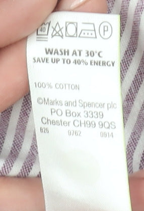 Marks and Spencer Men's XL Purple Striped Shirt