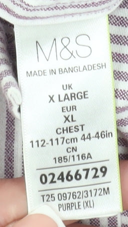 Marks and Spencer Men's XL Purple Striped Shirt