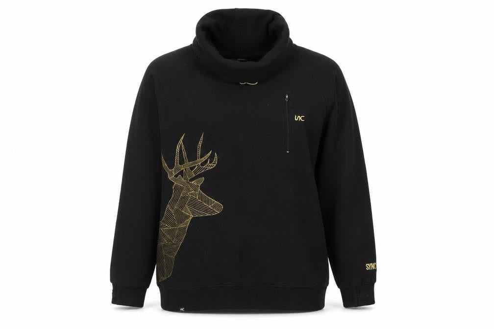 Front view of Syndicate Black Deer Graphic Pullover Sweatshirt L