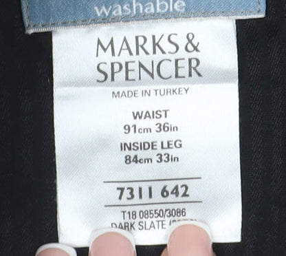 Marks and Spencer Men's Black Trousers, Size 36, Formal