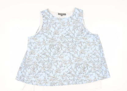 Jessica Graaf Women's Blue Floral Sleeveless Tank XL