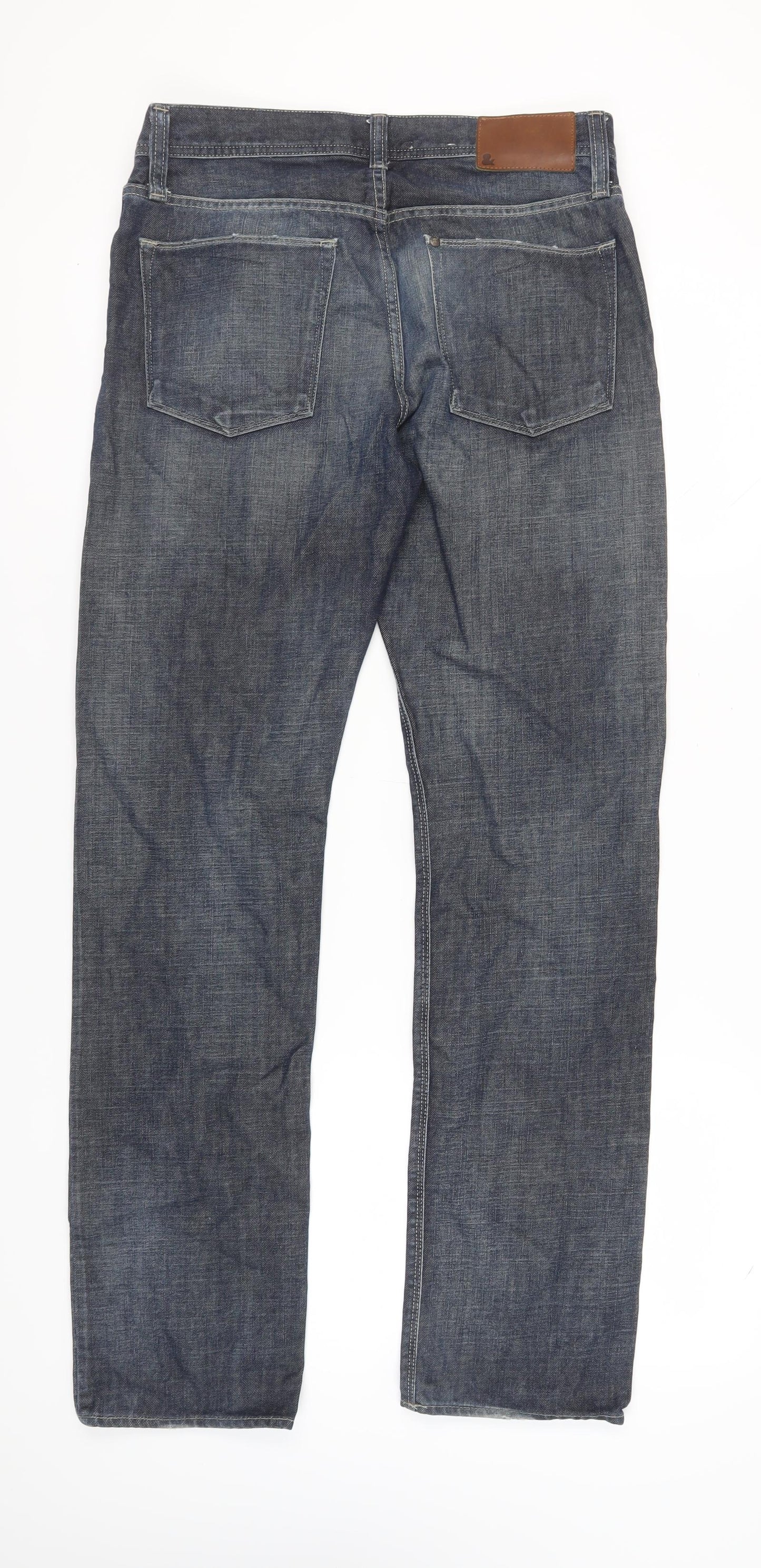 H&M Men's Blue Straight Jeans, Size 33, Dark Denim