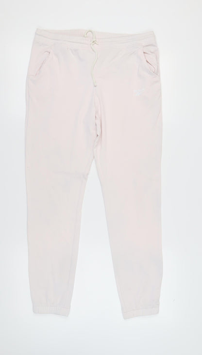 Reebok Women's Pink Jogger Trousers - Size M, Elastic Waist