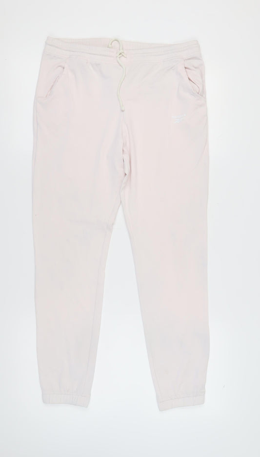 Reebok Women's Pink Jogger Trousers - Size M, Elastic Waist