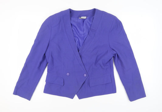 Jacques Vert Women's Purple Wool Blend Blazer, Size 14