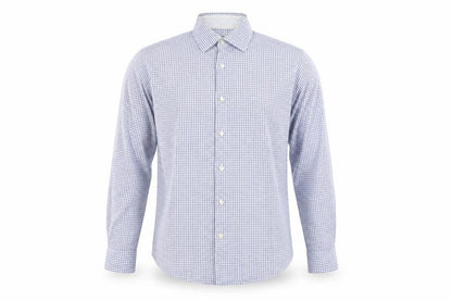 Front view of Jaeger Men's Blue Check Long Sleeve Shirt 15