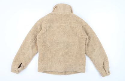 New Look Women's Beige Fleece Jacket, Size 6, Collared Style