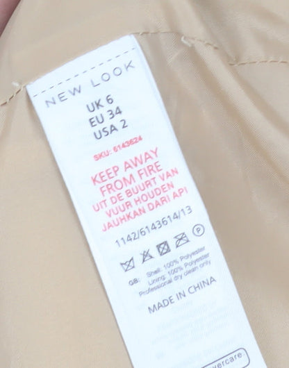 New Look Women's Beige Fleece Jacket, Size 6, Collared Style