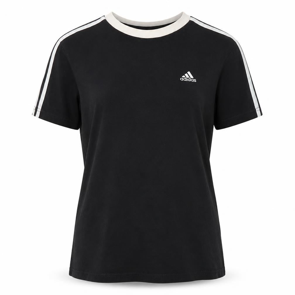 Front view of Adidas Women's Black T-Shirt XS, Casual, Cotton, Crew Neck