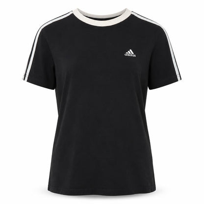 Front view of Adidas Women's Black T-Shirt XS, Casual, Cotton, Crew Neck
