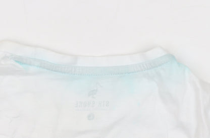 STH Shore Men's White Graphic Retro T-Shirt, L, Cotton