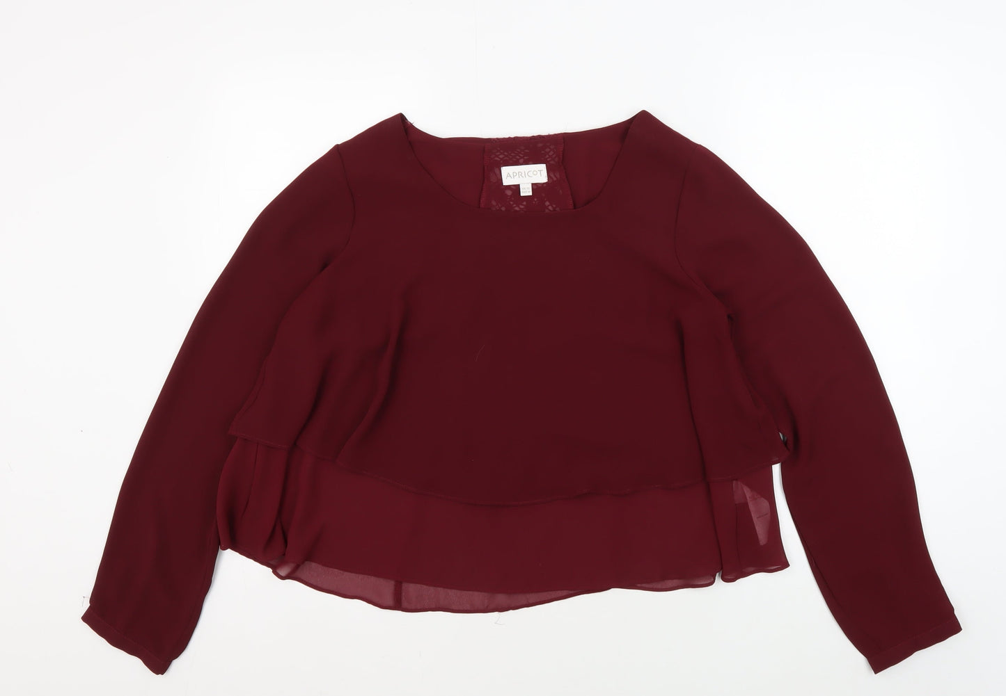Womens UK Size 12 Apricot Red Cropped Blouse