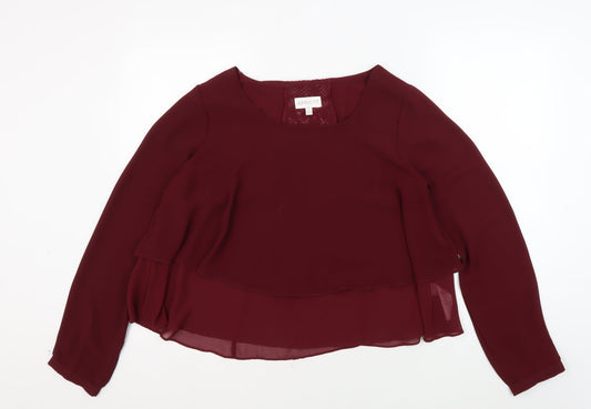 Womens UK Size 12 Apricot Red Cropped Blouse